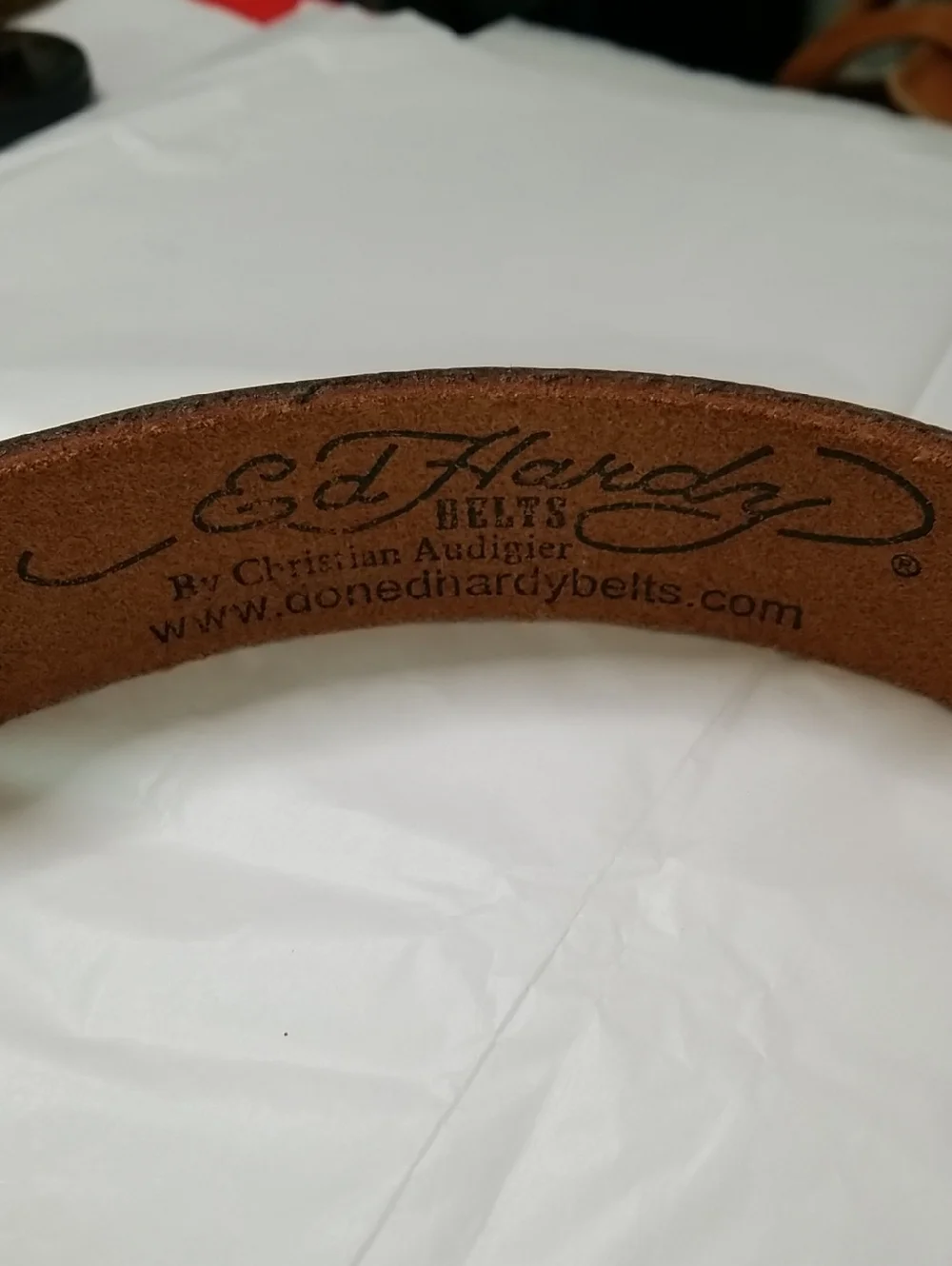 Ed Hardy Leather Belt Mens Small Genuine Vintage